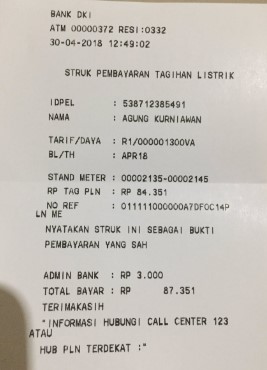 Struk Pembayan PLN ATM