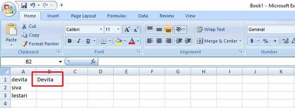 Mengubah Huruf Kecil MenjadiBesar di Excel